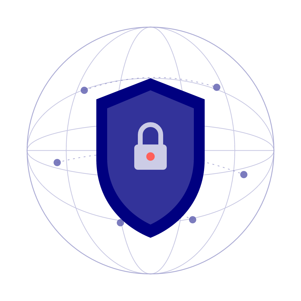 Globe with a shield and lock representing data sovereignty